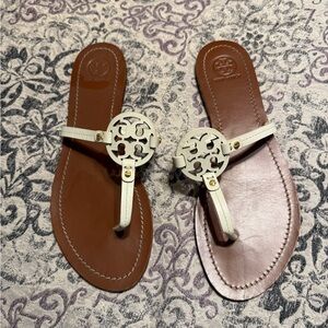 Tory Burch White and Brown Sandals